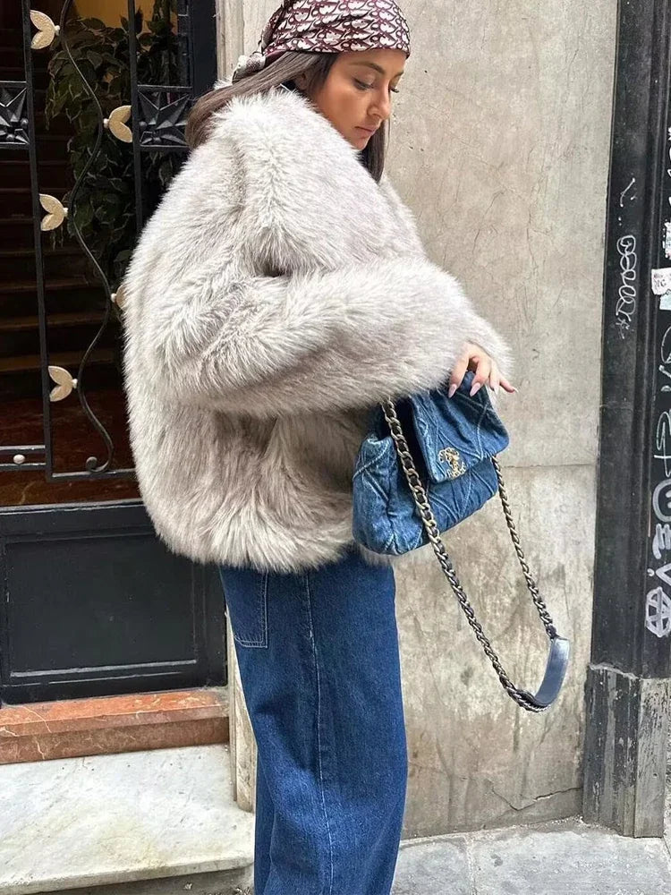 Plush Fluffy Autumn/Winter Faux Fur Coat