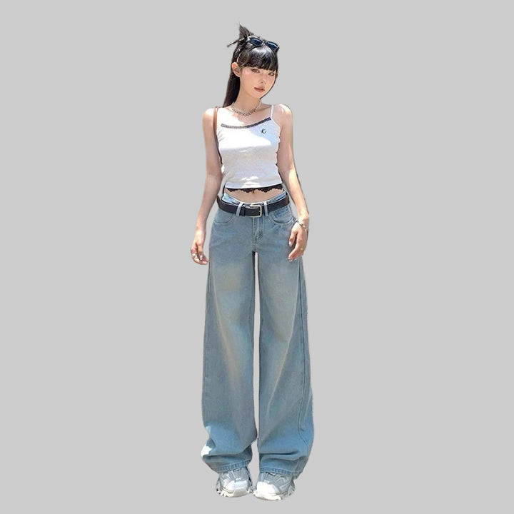 Trendy Low Waist Wide Leg Jeans