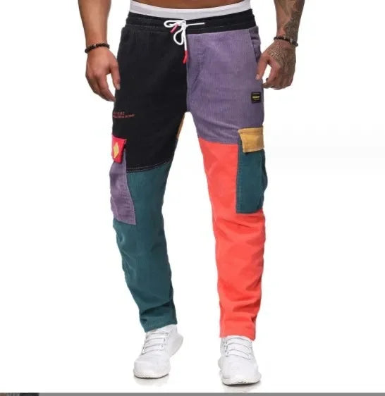 Color Block Patchwork Corduroy Jeans