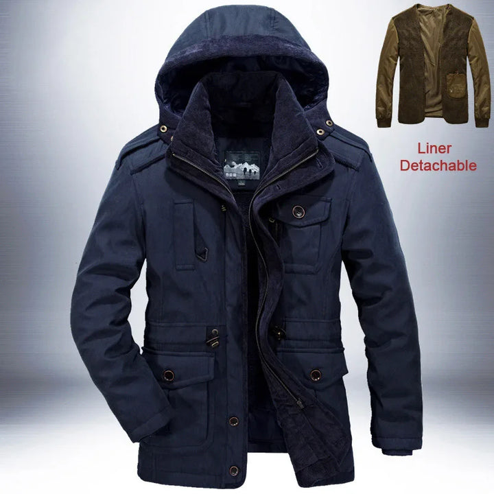 Warm Parka Windbreaker with Detachable Cashmere Liner
