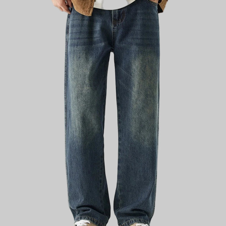 Retro Wide-Leg Nine-Point Loose Straight Jeans