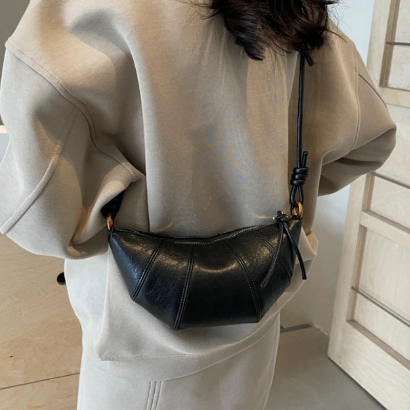 Retro Trend Solid Color Splicing Leather Shoulder Bag