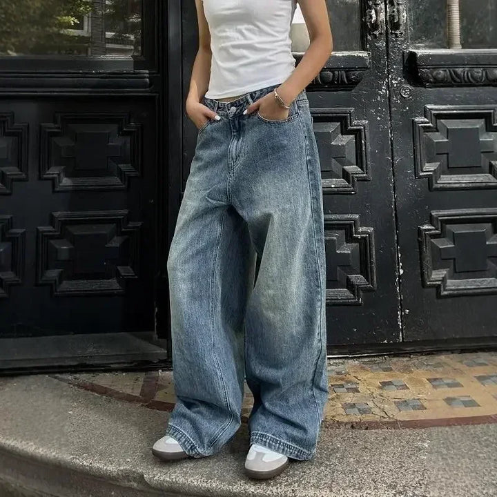Vintage Emo Loose Washed Blue Jeans