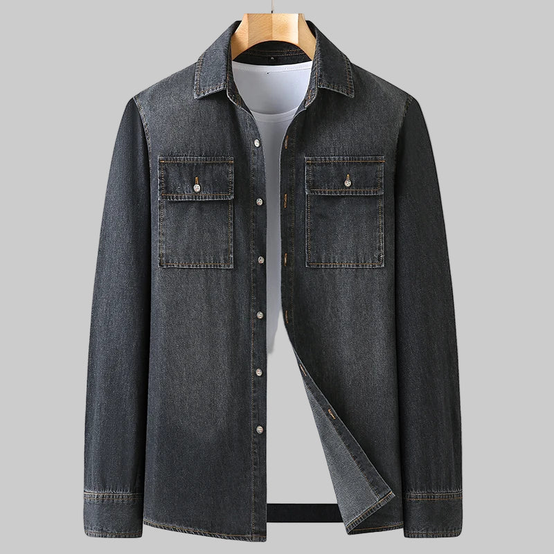 Slim Fit Long Sleeve Cotton Denim Shirt