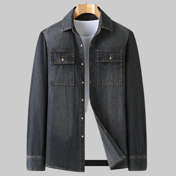 Slim Fit Long Sleeve Cotton Denim Shirt