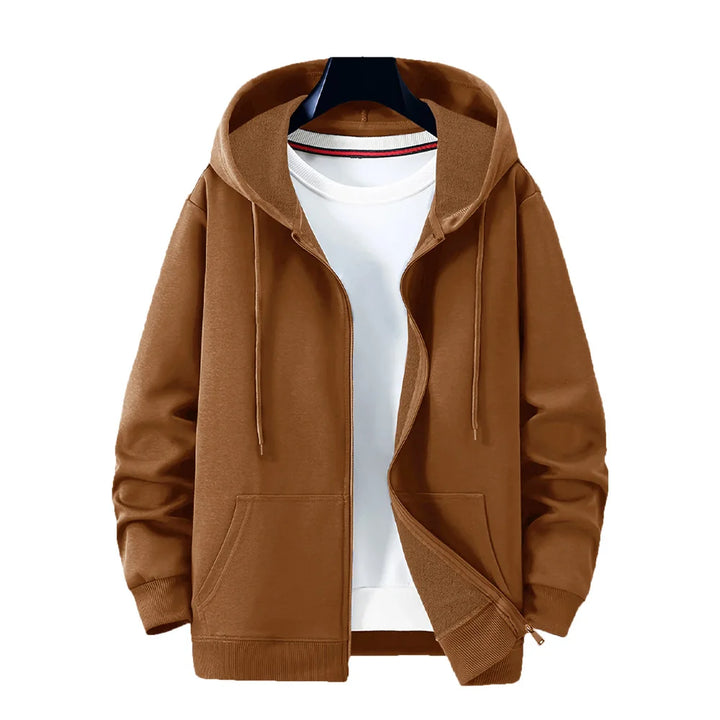 Casual Solid Color Zipper Sports Hooded Jacket