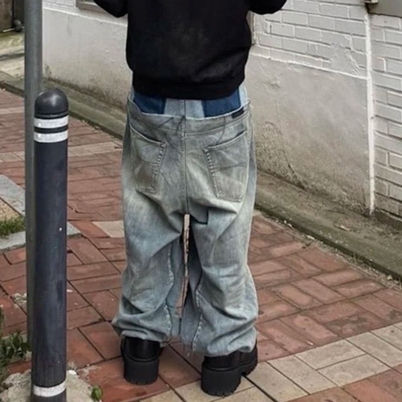 Oversized Double-Layer Patchwork Baggy Jeans