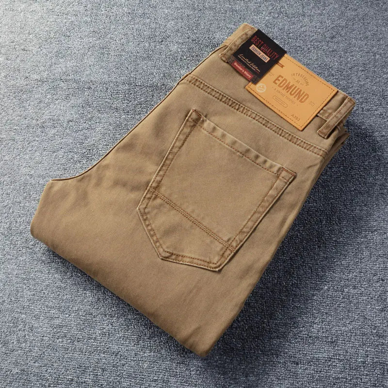 Stretchy Khaki Slim Fit Denim Pants