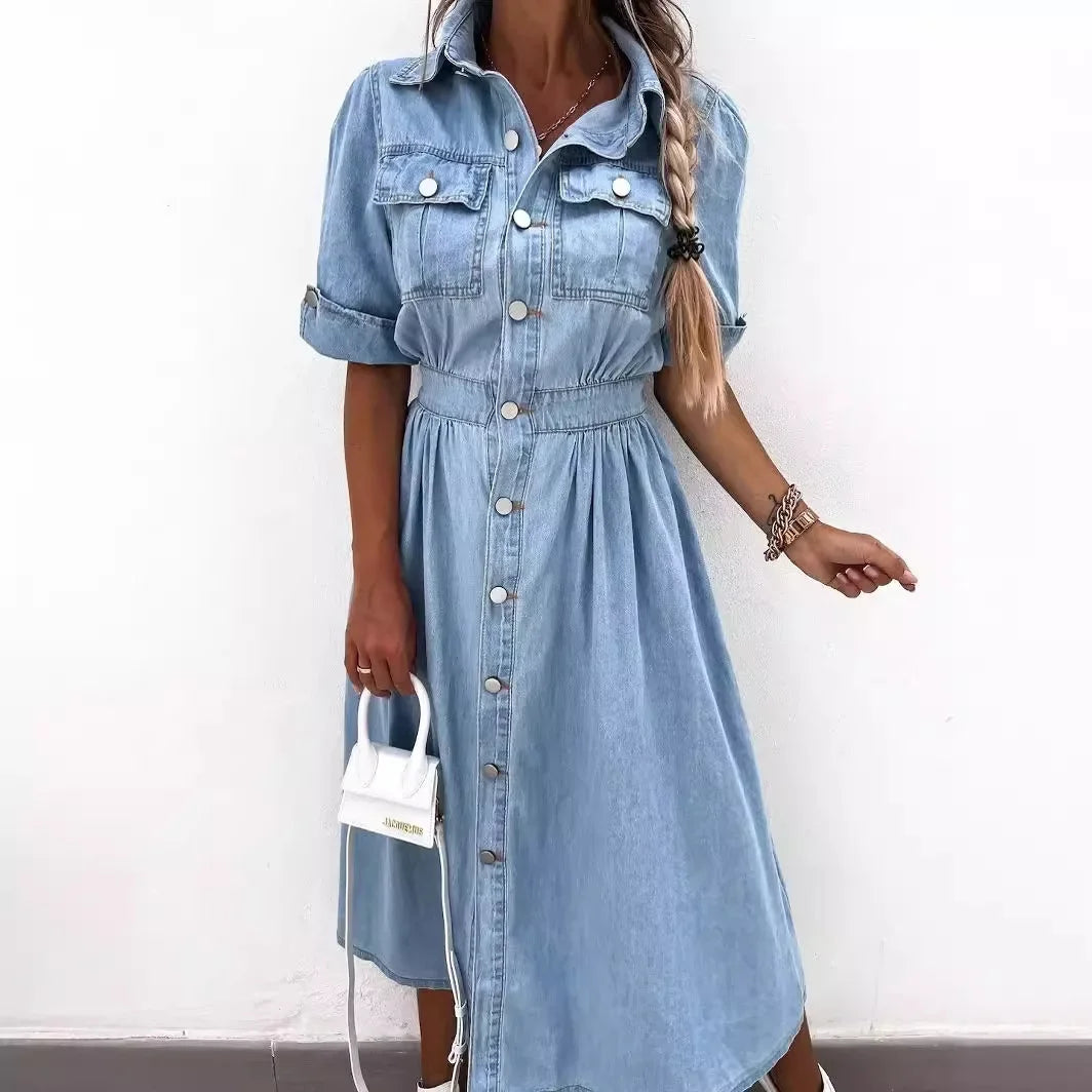 Slimming Elegant Button Down Denim Dress