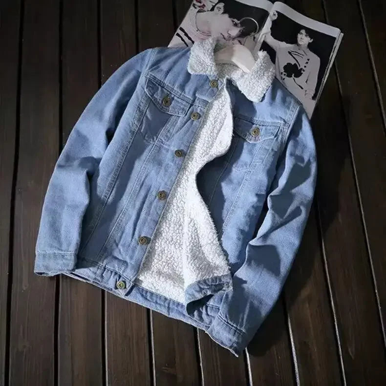 Trendy Winter Fleece-Lined Denim Jacket