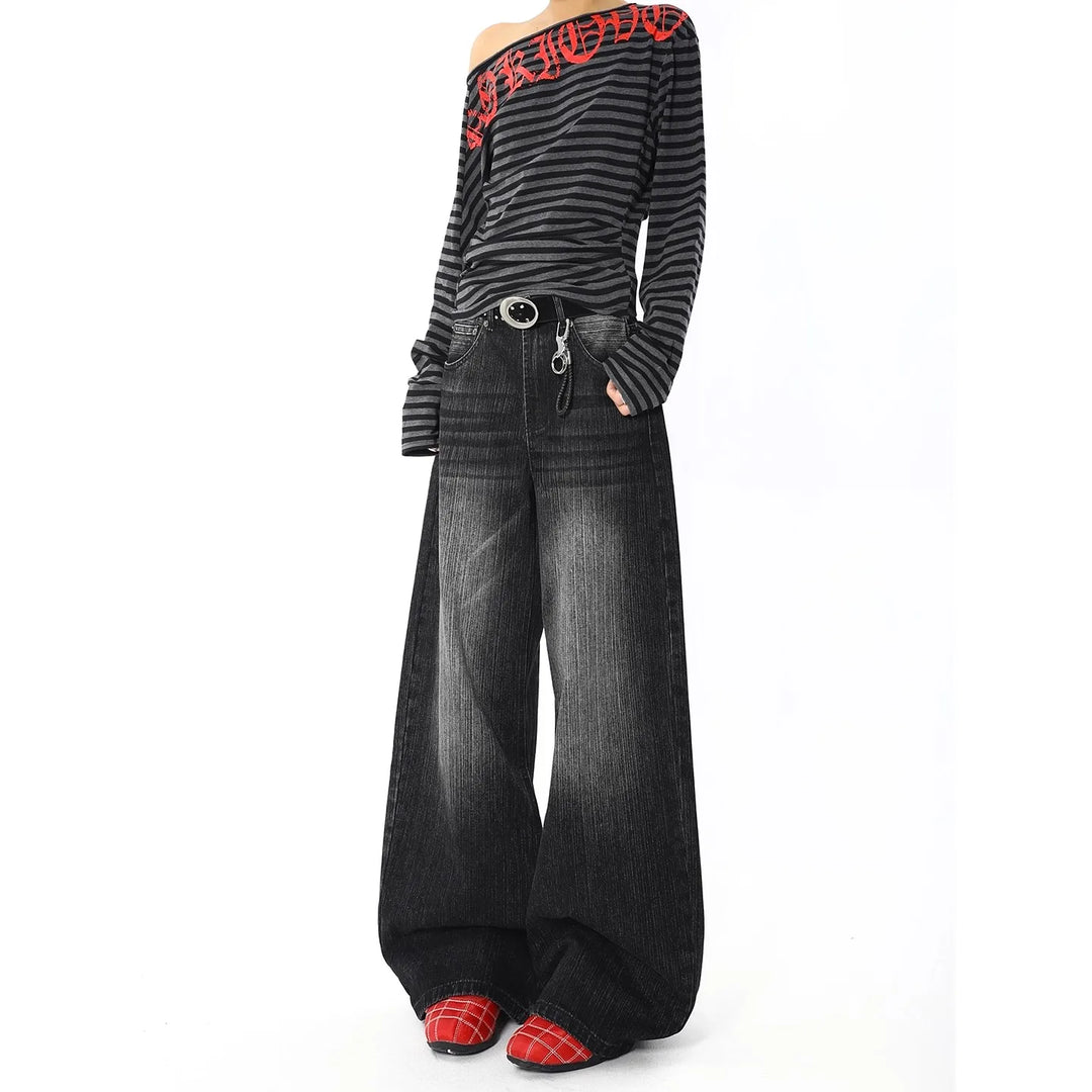 Retro Black Wide Leg Jeans