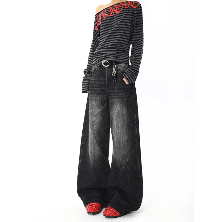 Retro Black Wide Leg Jeans