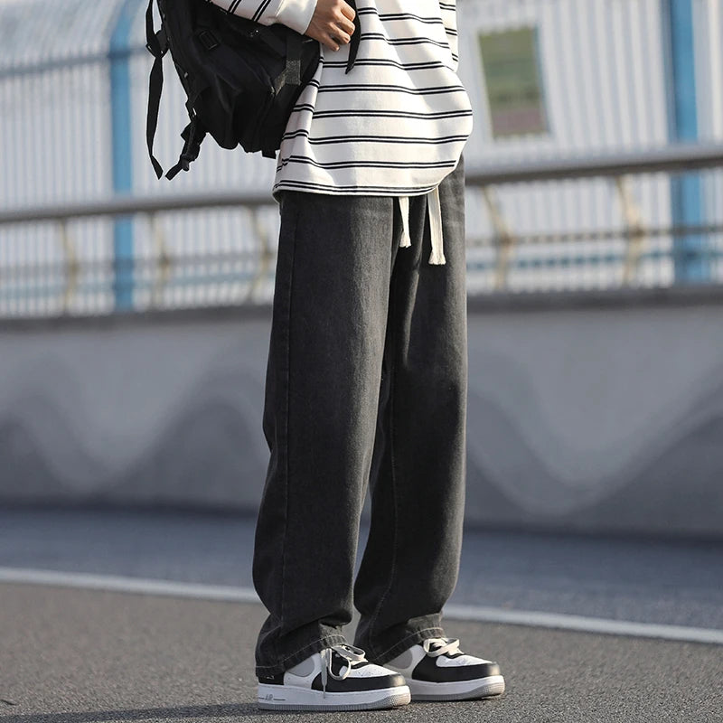 Retro Aged Men’s Loose Straight-Leg Jeans