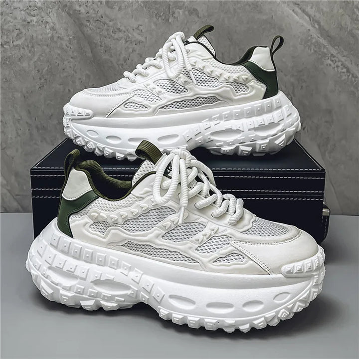 Designer Leather Fabric Chunky Sneakers