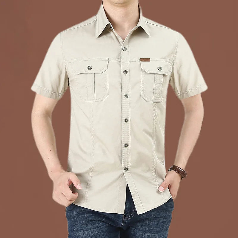 Quick-Dry Short Sleeve Army Hiking Cargo Shirt