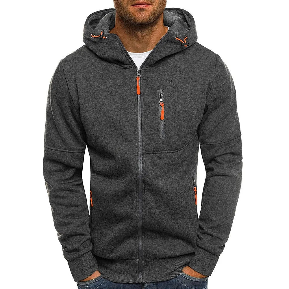 Zipper Pocket Jacquard Hoodie