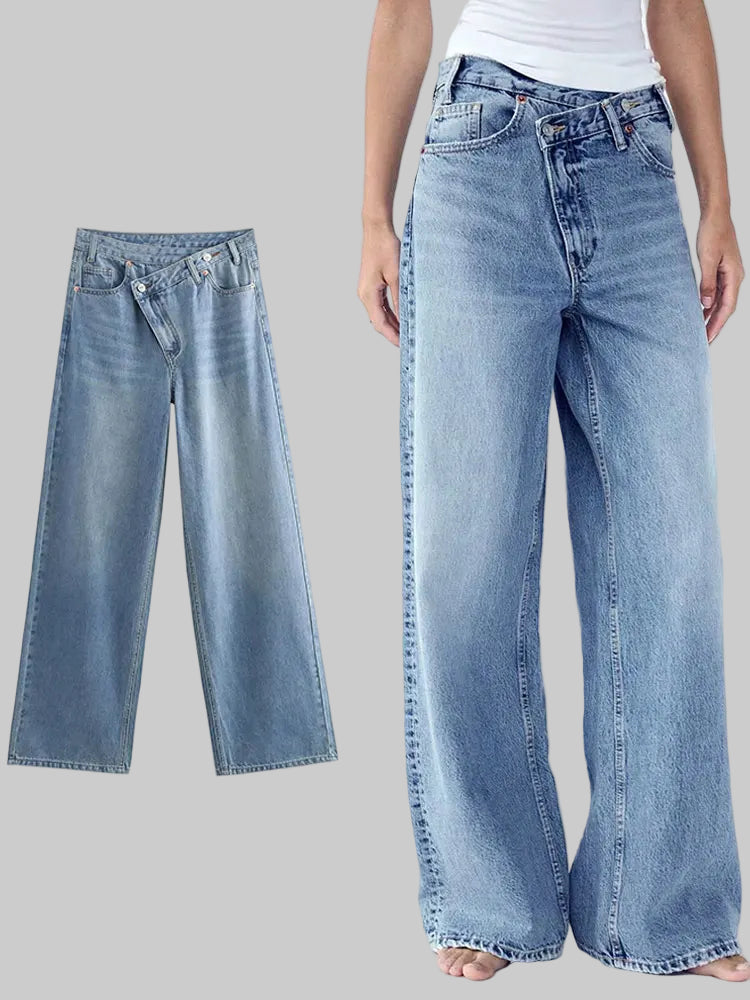 Vintage High-Waisted Wide Leg Straight Jeans