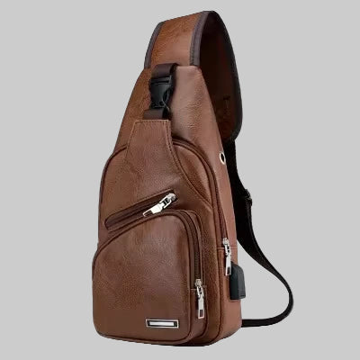 PU Leather USB chest Crossbody bag