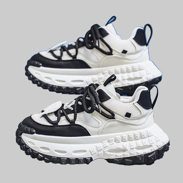 Designer Leather Fabric Chunky Sneakers