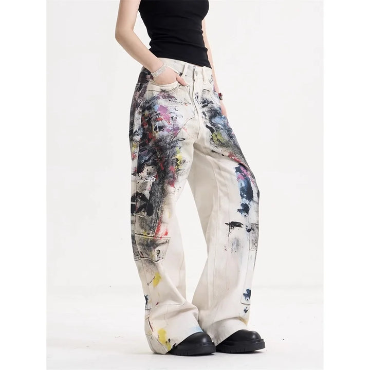 Graffiti Punk Style Baggy Wide-Leg Jeans