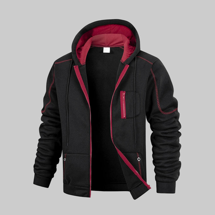 Casual Slim Fit Solid Color Sports Zipper Hoodie