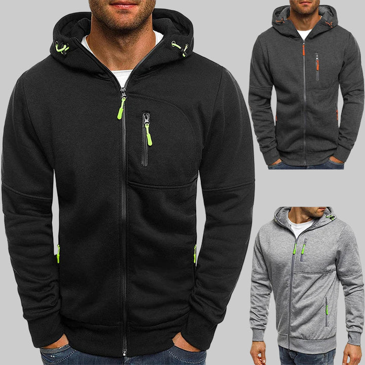 Zipper Pocket Jacquard Hoodie