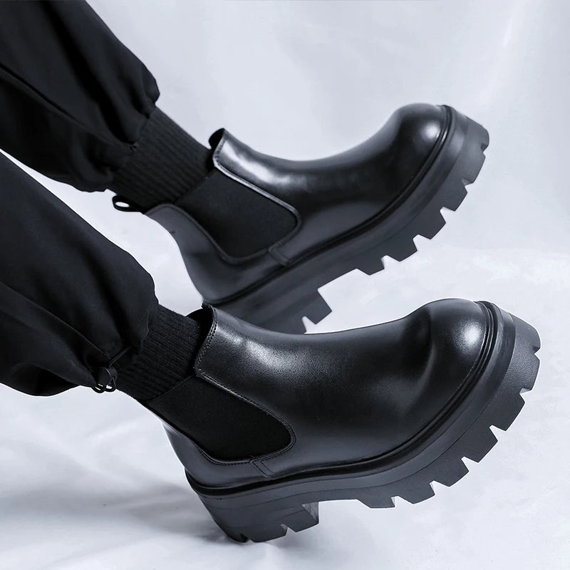 OUNQ minimalist design Leather Winter Boots