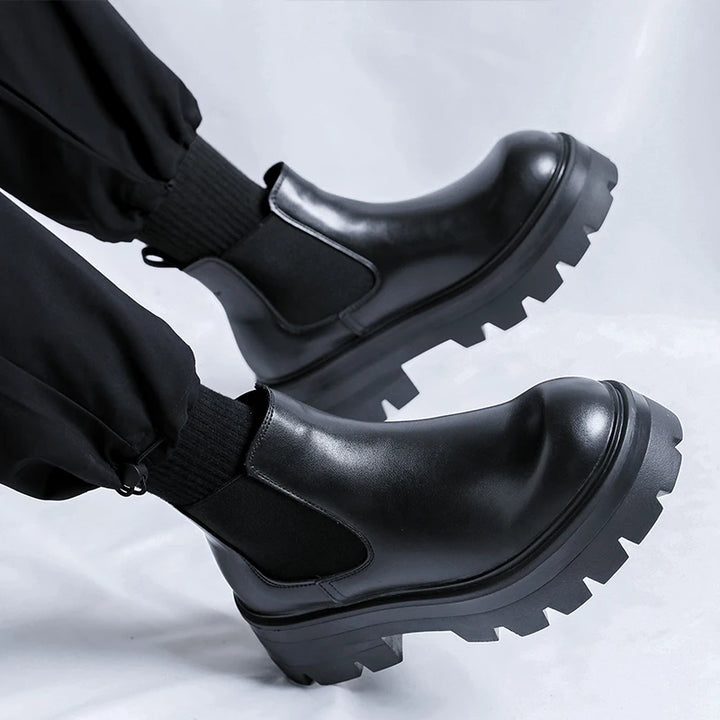 OUNQ minimalist design Leather Winter Boots