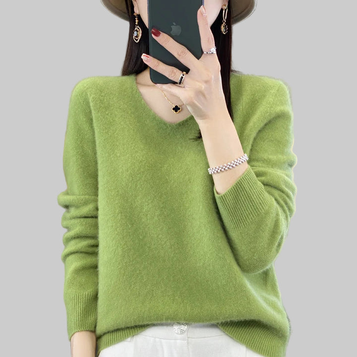100% Pure Merino Wool V-Neck Autumn Winter Sweater