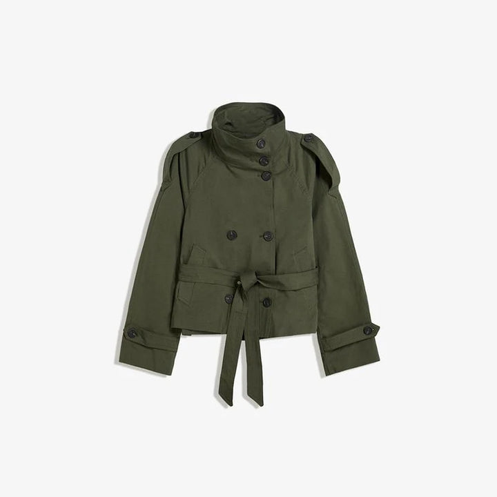 Belted Waist Cropped Trench Coat