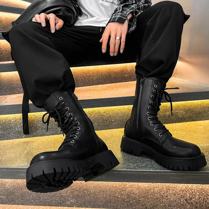 LMQ British Style Leather Chelsea Motorcycle Boots