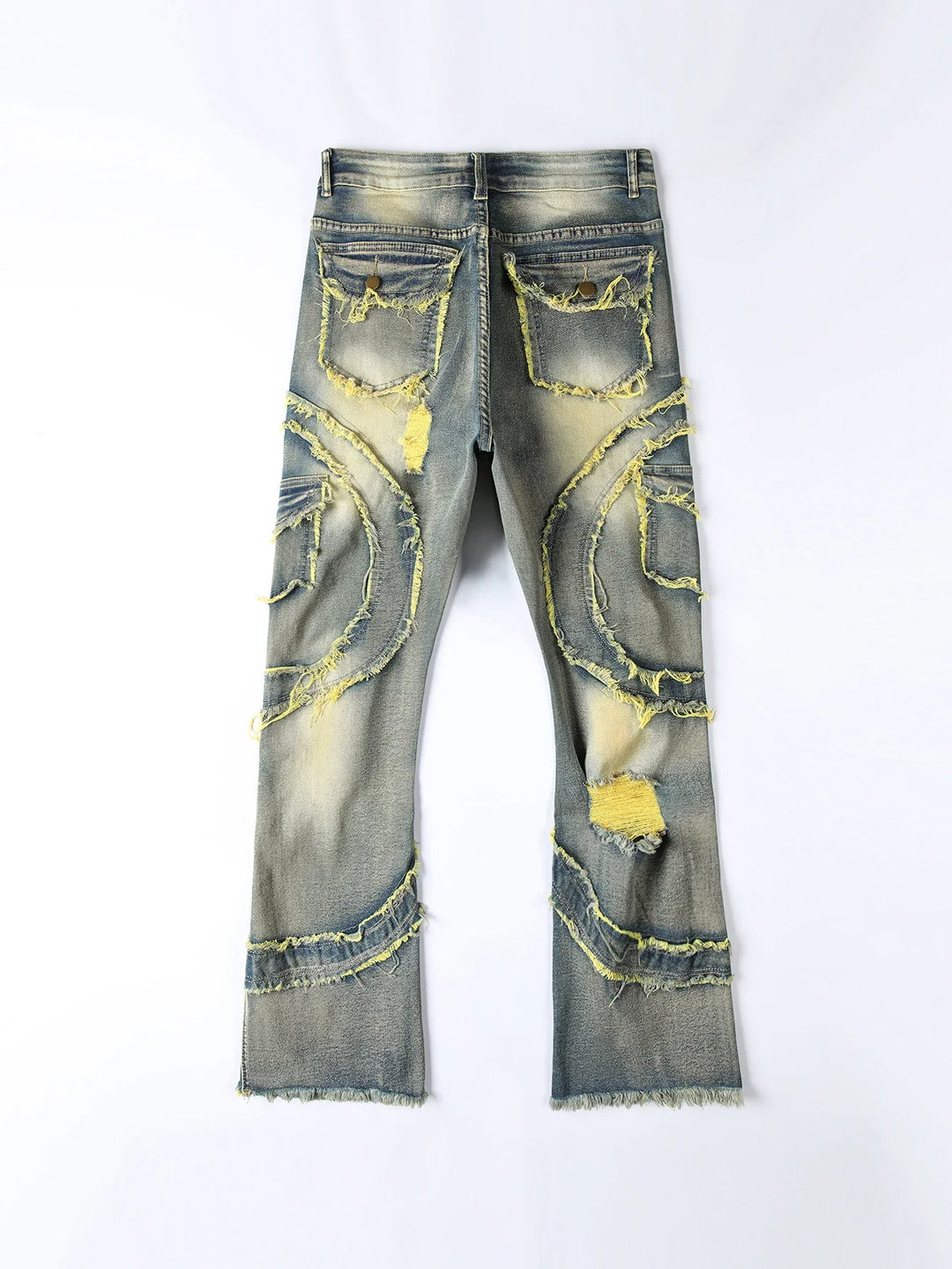 Distressed Slim Fit Ripped Stacked Jeans
