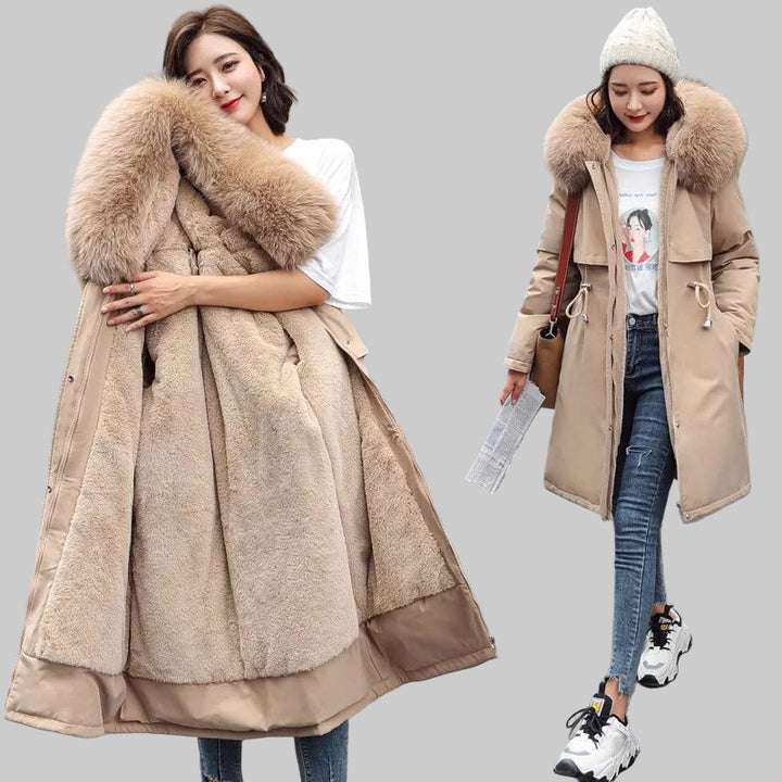 Fitted Mid-Length Parka Warm Casual Outerwear