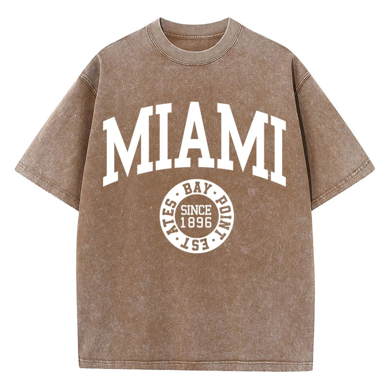 Miami Print Unisex Washed Cotton T-Shirt