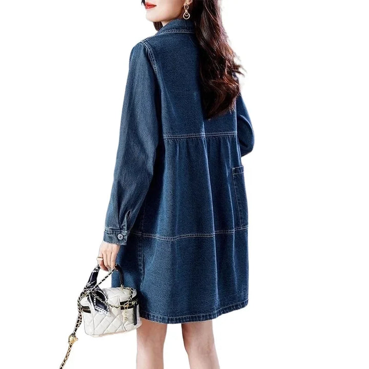 Loose and Casual Mid-Length Denim Coat