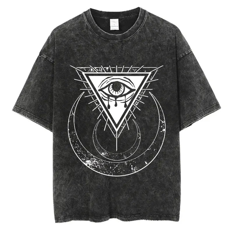 Washed Graphic Print Harajuku Hip Hop T-Shirt
