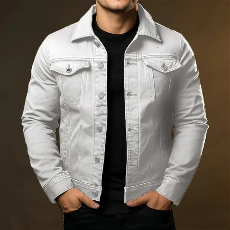 Casual Solid Color Turn-Down Collar Denim Jacket