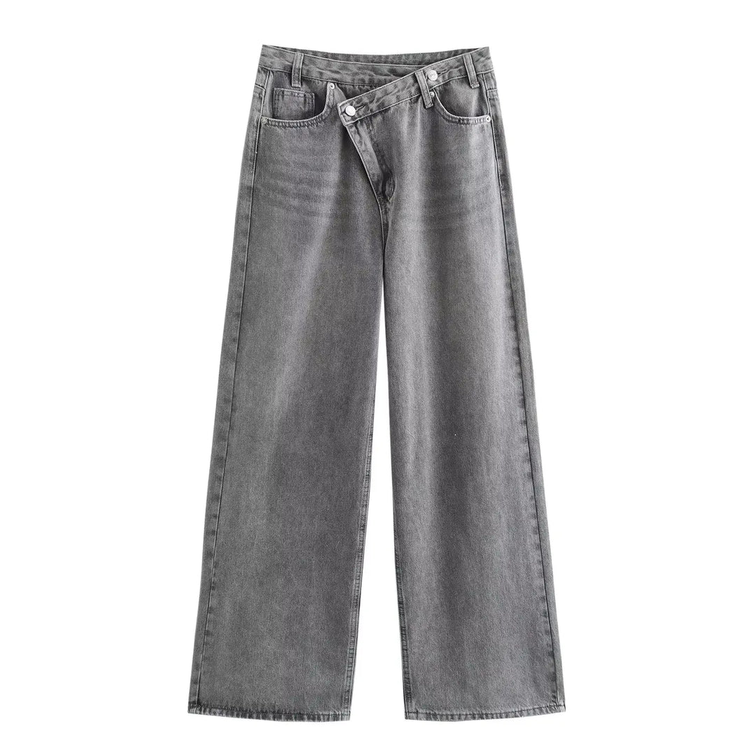 Vintage High-Waisted Wide Leg Straight Jeans