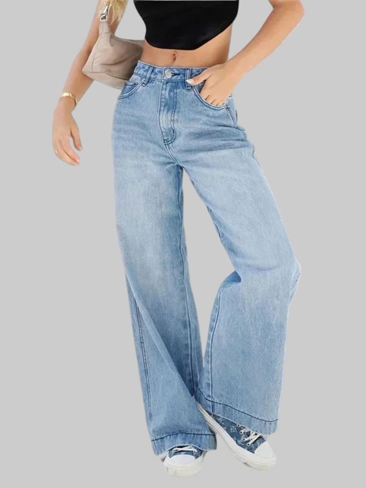 High Waist Wide Leg Denim Jeans