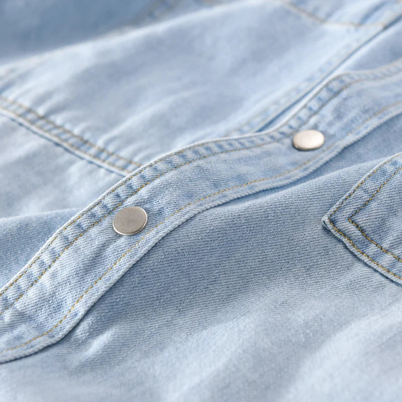 Vintage Long Sleeve Slim Fit Denim Shirt