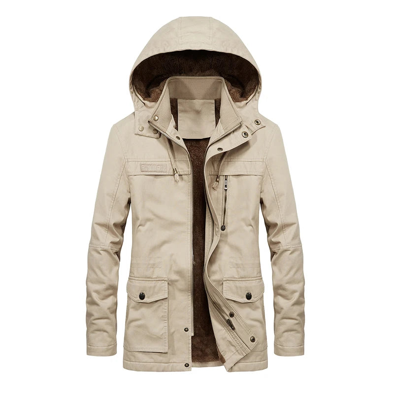 Thick Cotton Padded Multi-Pocket Military Cargo Parka