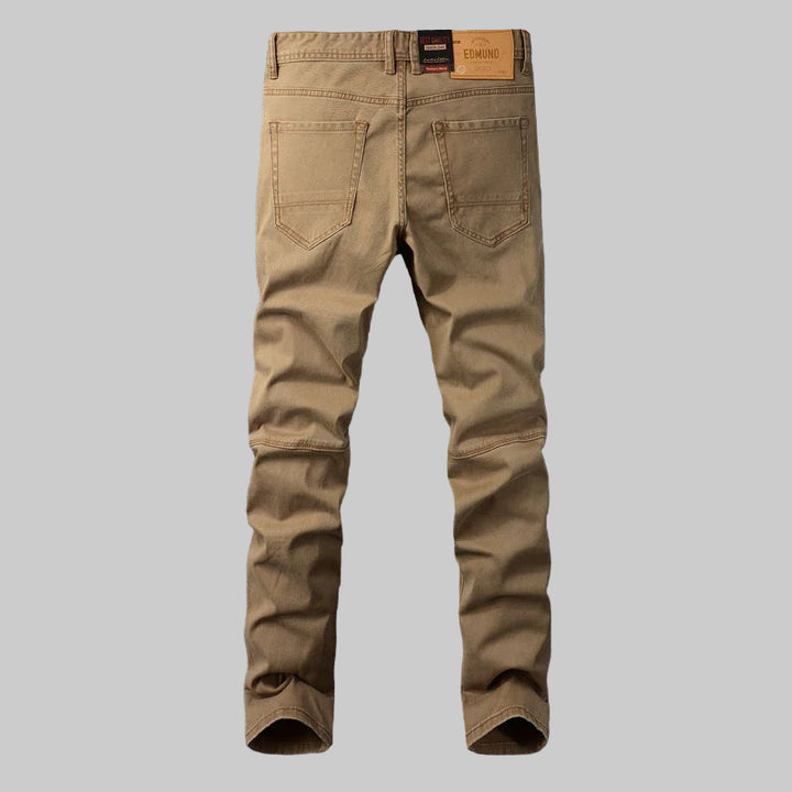 Stretchy Khaki Slim Fit Denim Pants