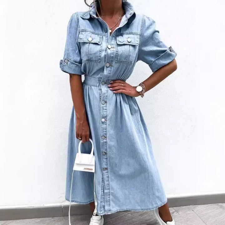 Slimming Elegant Button Down Denim Dress