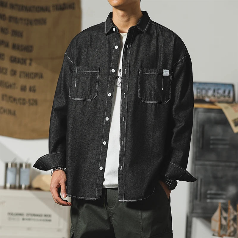 Retro Japanese Korean Style Denim Shirt