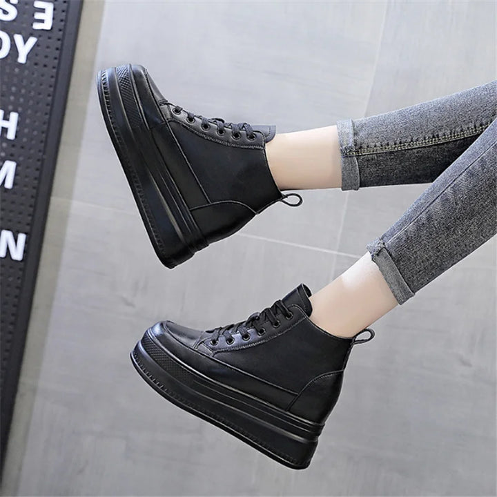 Genuine Leather Chunky Ankle Boots