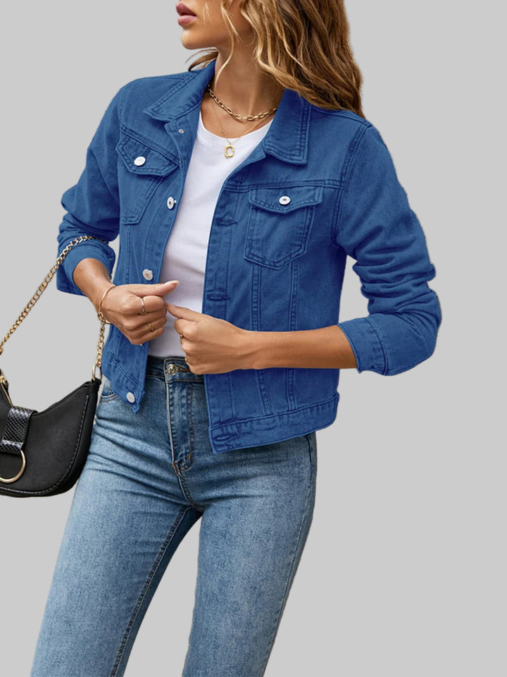 Casual Denim Jacket - Long Sleeve Lapel Button-Down