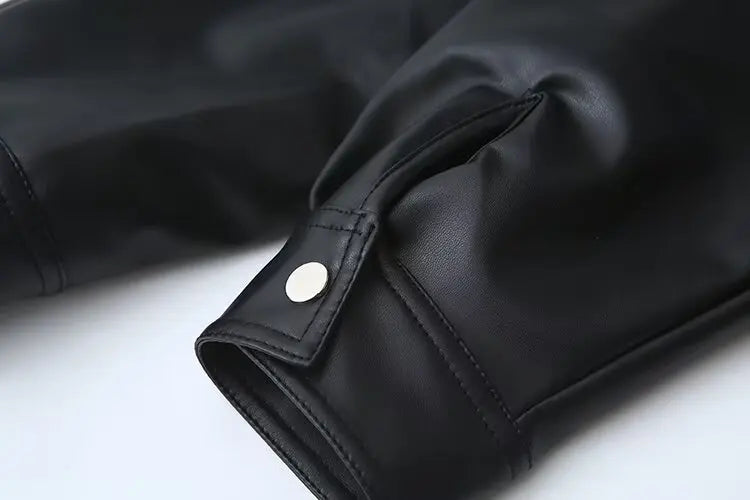 Versatile Loose Faux Leather Jacket
