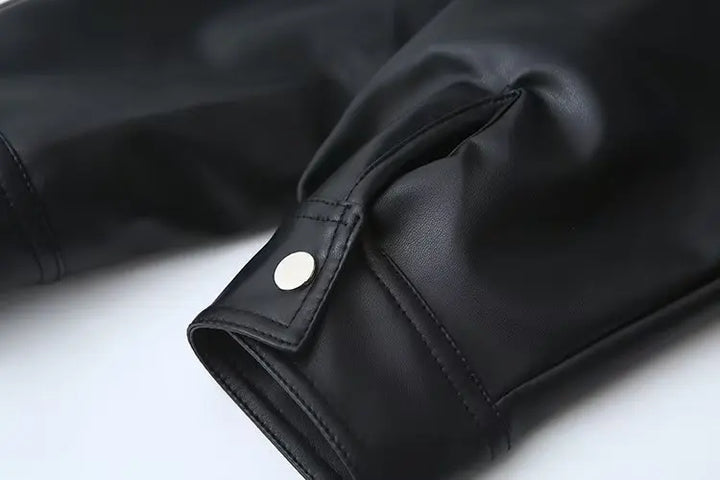 Versatile Loose Faux Leather Jacket