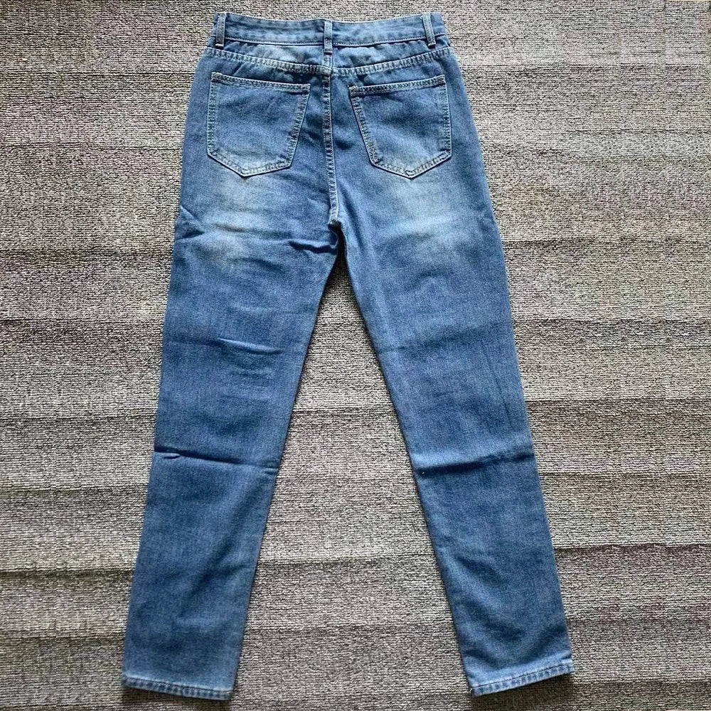 Embroidered Cotton Stretch Skinny Ripped Jeans