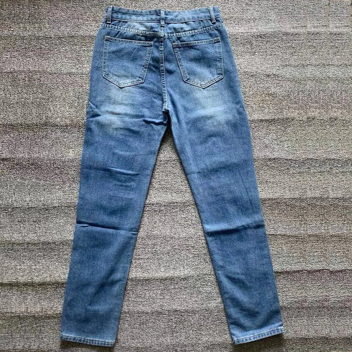 Embroidered Cotton Stretch Skinny Ripped Jeans